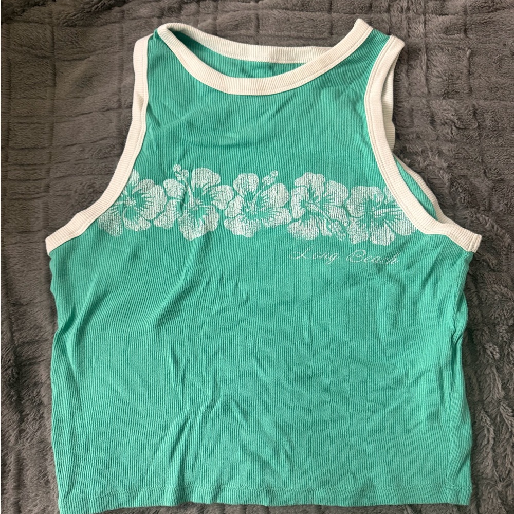 Hollister Teal Tank with White Trim